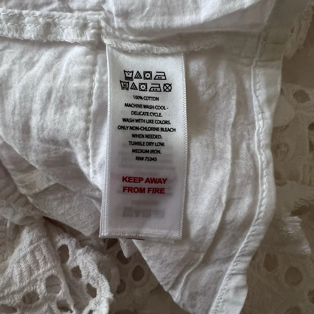 Shabby Chic White Pink‎ Striped Nightgown Square Neck Lace Ruffle Cotton Size M